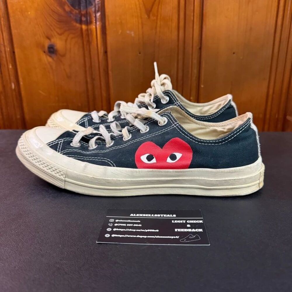 Converse Chuck Taylor All Star Low Black CDG Comme des Garçons Size 8 Men No Box